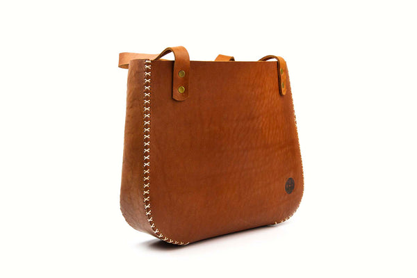 Cross Stitch Handbag - Brown Leather