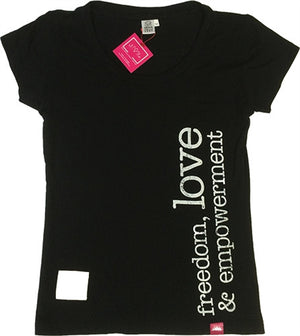 T-Shirt Freedom Love - Womens Black